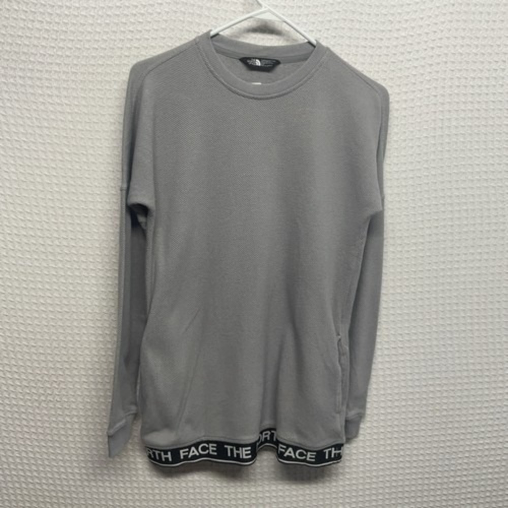 The North Face Gray Bottom Logo Waffle Long Sleeve T-Shirt Top Women SP Mexico